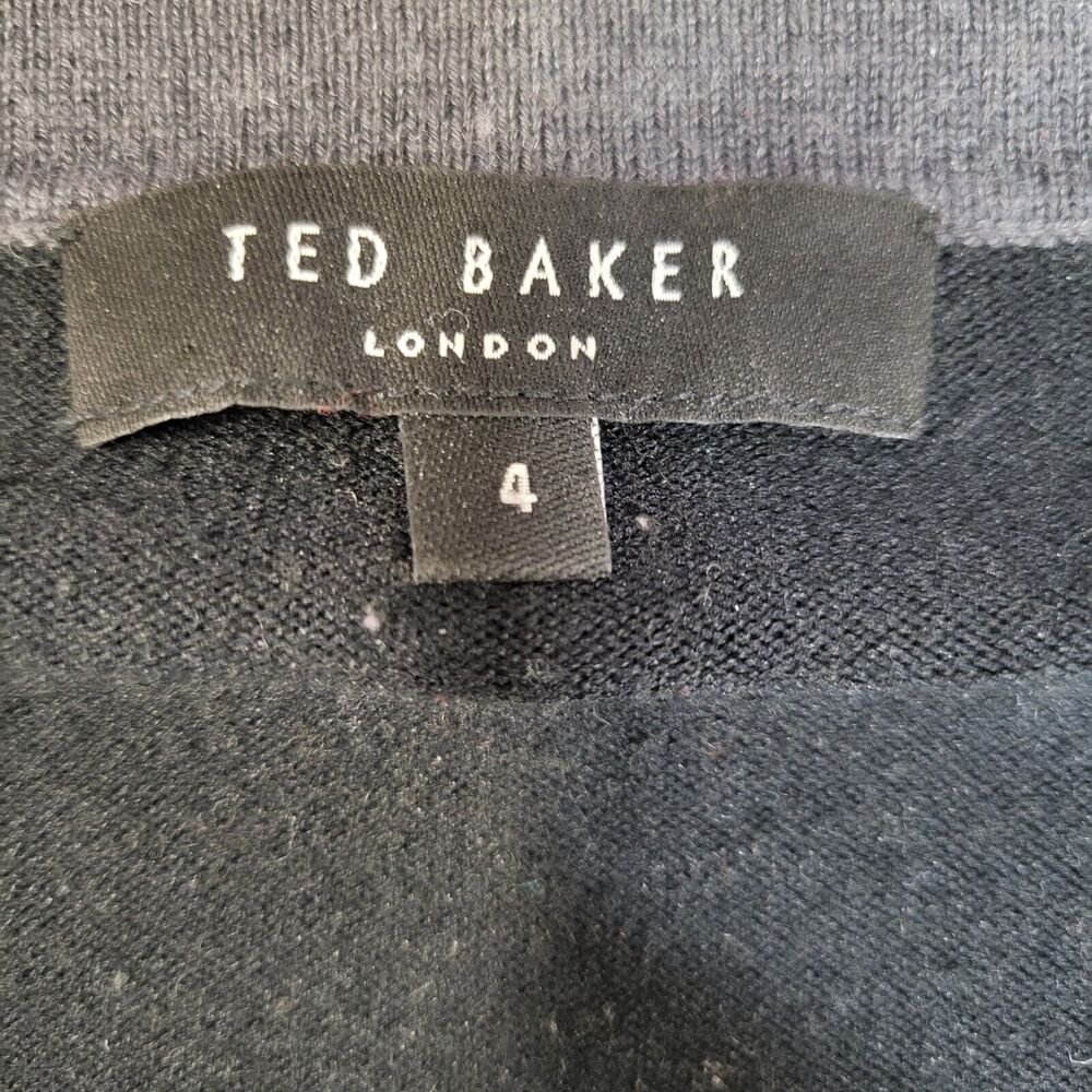 Ted Baker London Mens Sweater Size 4 Large Black Gray Colorblock Silk Wool - Picture 4 of 9
